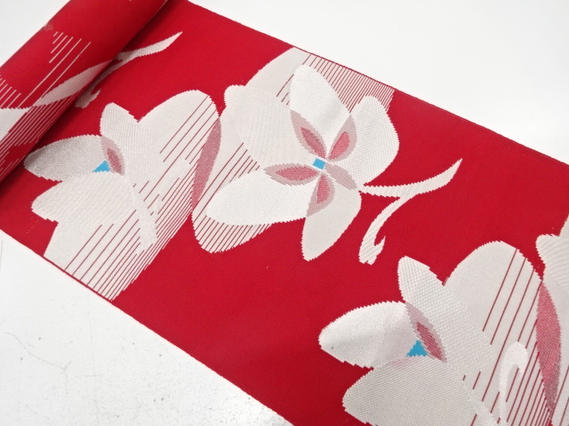 JAPANESE KIMONO / ANTIQUE BOLT FOR HASSUN OBI / WOVEN FLOWER